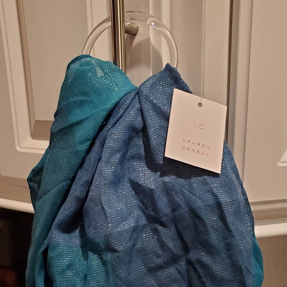 LC Lauren Conrad Infinity Scarf Brand New NWT Blue Teal Silver - Picture 7 of 10